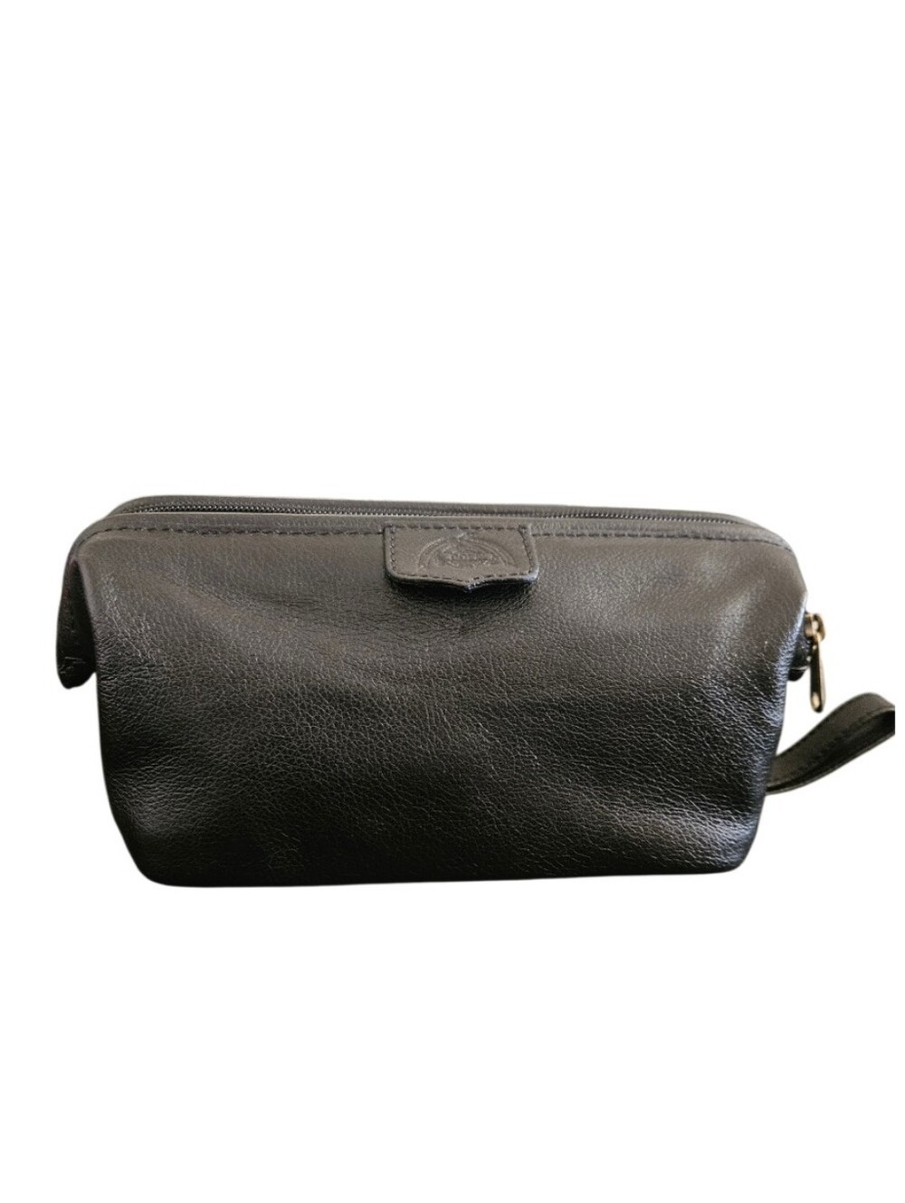 Dopp Men's Black Genuine Leather Zip- Up Toiletry Bag - Picture 1 of 9